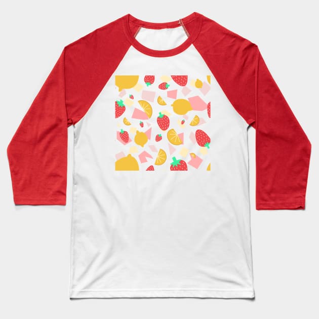 Strawberry Lemonade Pattern Baseball T-Shirt by Emberpixie